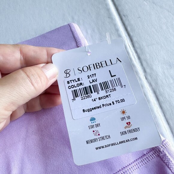 NWT Sofibella 14" Panel Tennis Skort Size L in Lavendar - Picture 3 of 5